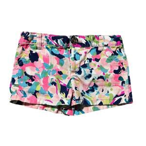 Lilly Pulitzer Girls Colorful Floral Shorts Size 6 Flat Front Zip Button Pockets
